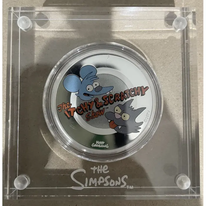 2021 The Simpsons – Itchy & Scratchy 1oz Silver Proof Coloured Coin | Perth Mint
