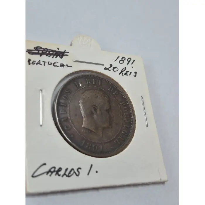 1891 Portugal 20 Reis – King Carlos I (Bronze Coin)