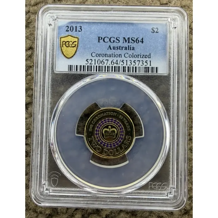 2013 $2 Coronation Coloured Coin PCGS MS64