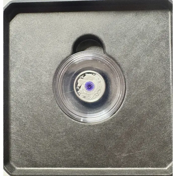 War Animals Remembrance Purple Poppy 2024 $2 C Mintmark Colour Silver Proof Coin