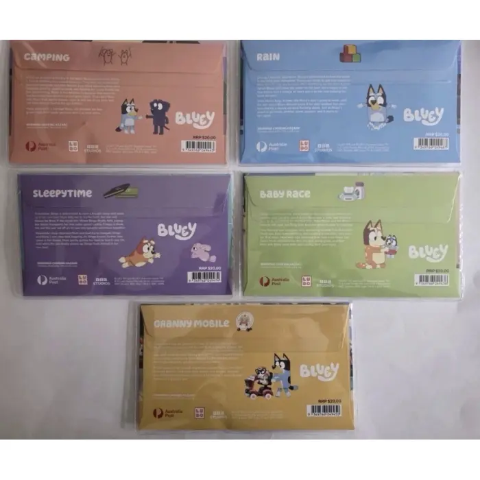 Bluey Pins 2026 Bluey Stamp and Pin Cover - Full Set of 5 - Just 3000 Made-WOW