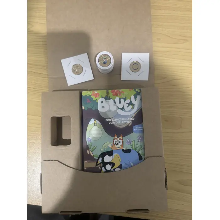 2026 Bluey $2 Folder Tube Set: Coloured Sleeptime + Coloured Till Coins