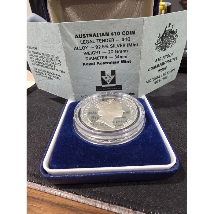 1985 Victoria $10 silver proof coin