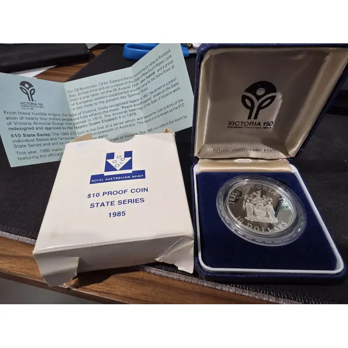 1985 Victoria $10 silver proof coin