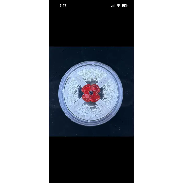 2019 LEST WE FORGET 1oz  SILVER PROOF $20 MURANO GLASS POPPY