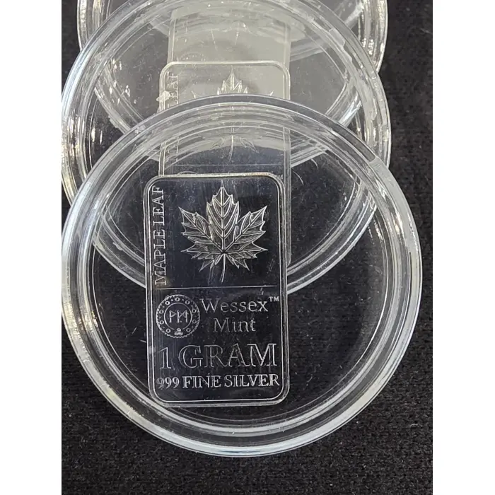 1 gram wessex mint 999 fine silver bars various designs available