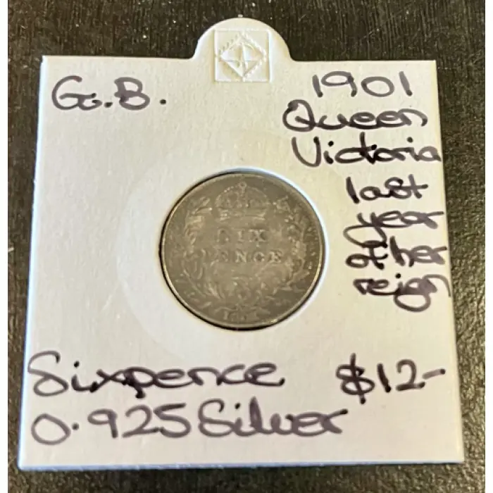 Great Britain 1901 Sixpence – Queen Victoria "Old Head" Last Year of Reign