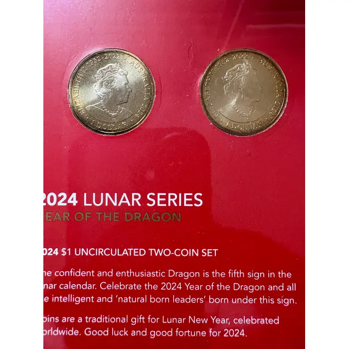 2024 RAM Year of the Dragon $1 2-Coin UNC Set Lunar Series - Boxed