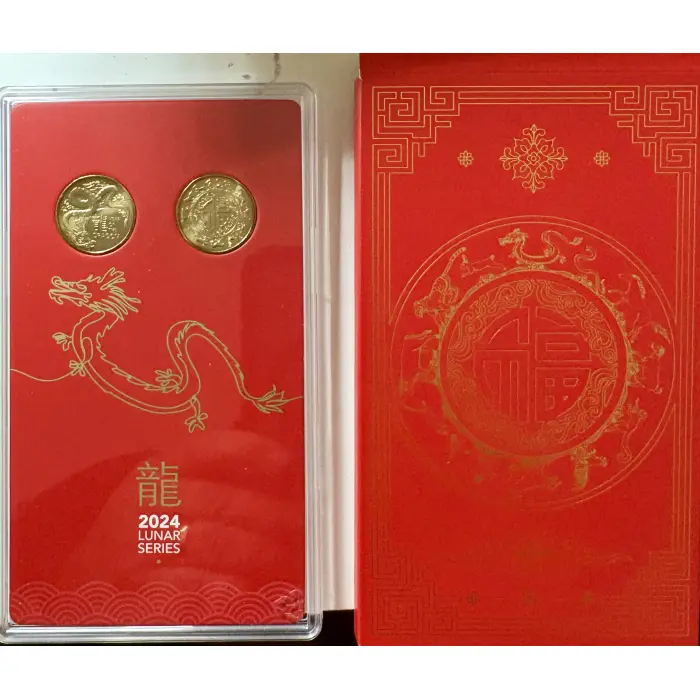 2024 RAM Year of the Dragon $1 2-Coin UNC Set Lunar Series - Boxed