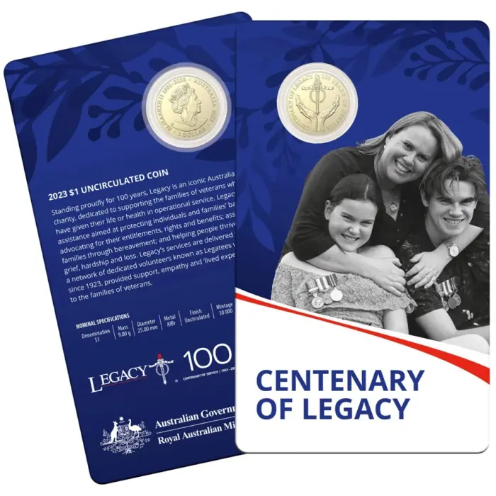 2023 Centenary of Legacy $1 Uncirculated Coin on Card – Royal Australian Mint