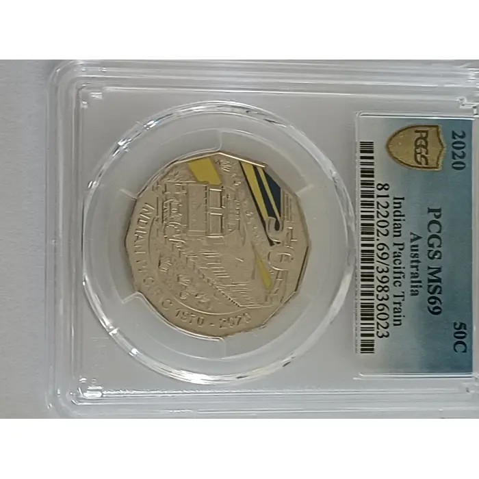 2018  coloured trains  3801 , Indian Pacific,  Ghan  PCGS MS69 set
