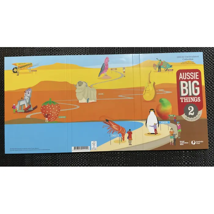 2025 $1 AUSSIE BIG THINGS 2 - 12 COIN FOLDER + THE BIG STRAWBERRY PNC