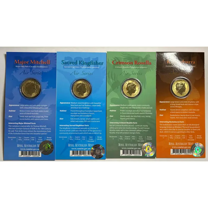 2011 Air Series $1 Colour Coins (4 Different)