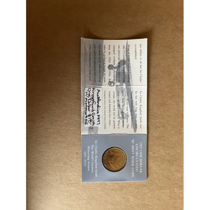 1997 Australia $1 Sir Charles Kingsford Smith “M” Melbourne Mintmark Coin 