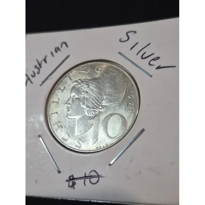 1972 Austria 10 Schilling Silver Coin – Vintage Austrian Currency
