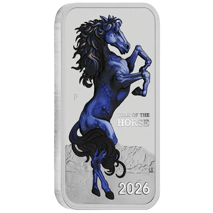 2026 Lunar Horse 1oz Silver Bullion Coloured Minted Rectangular Perth Mint 