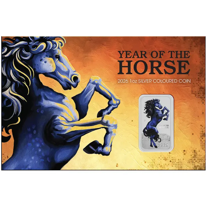 2026 Lunar Horse 1oz Silver Bullion Coloured Minted Rectangular Perth Mint 