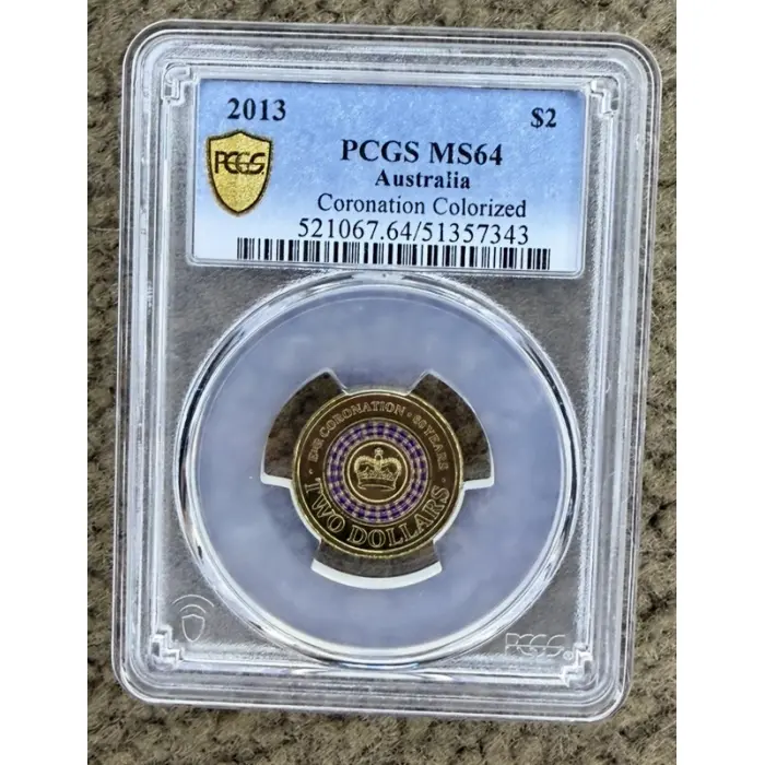 2013 $2 Coronation Coloured Coin PCGS MS64