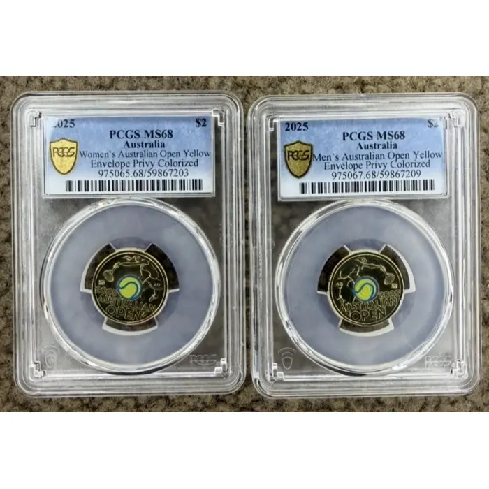 2025 Australian Open $2 Yellow Envelope Privy Set PCGS MS68