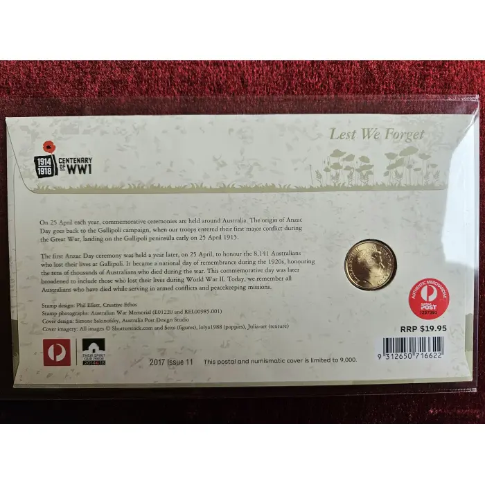 2017 $2 Lest We Forget Mosaic C Mintmark PNC Mintage 9,000