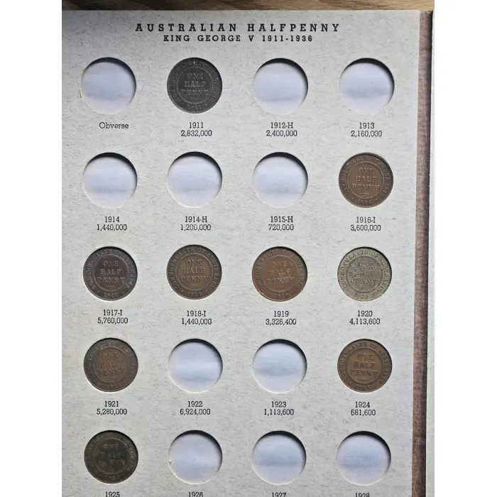 AUSTRALIAN PRE-DECIMAL HALFPENNY COLLECTION 1911–1964 – DANSCO ALBUM 