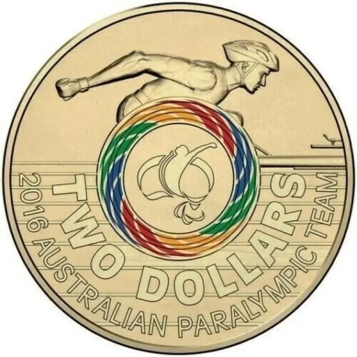 2016 RioOlympic $2 coin highly sort after Paralympics in lighthouse cap aUNC 