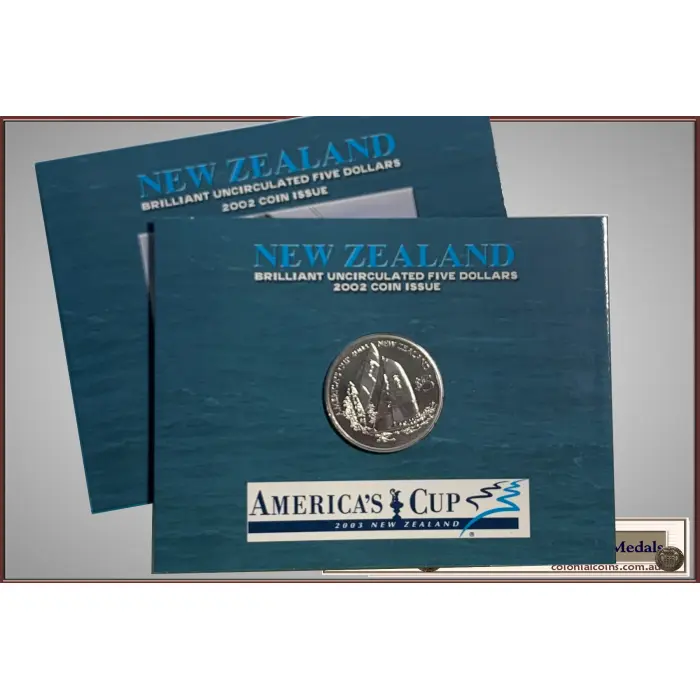 NZ.  2002 $5 Brilliant Uncirculated Coin Issue 'America's Cup 2003 New Zealand'