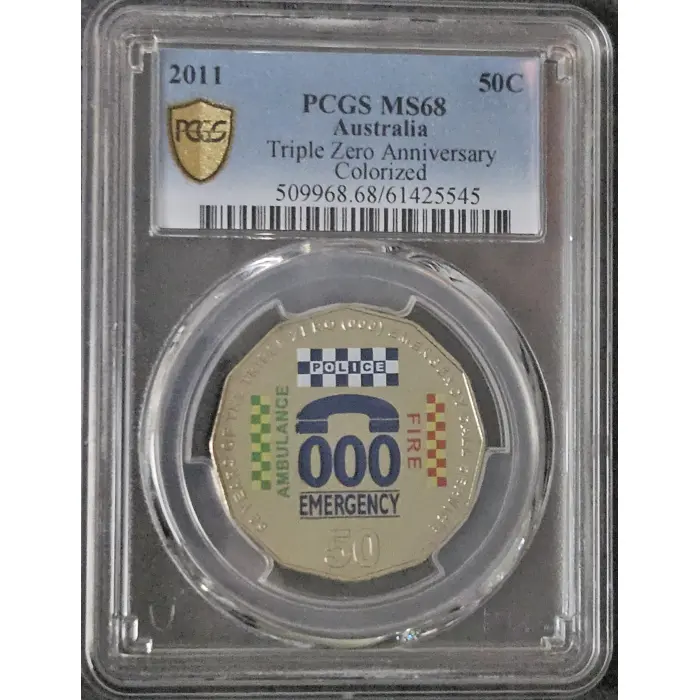 2011 Triple Zero (000) Anniversary Colour 50 Cent – PCGS MS68 Gold Shield 