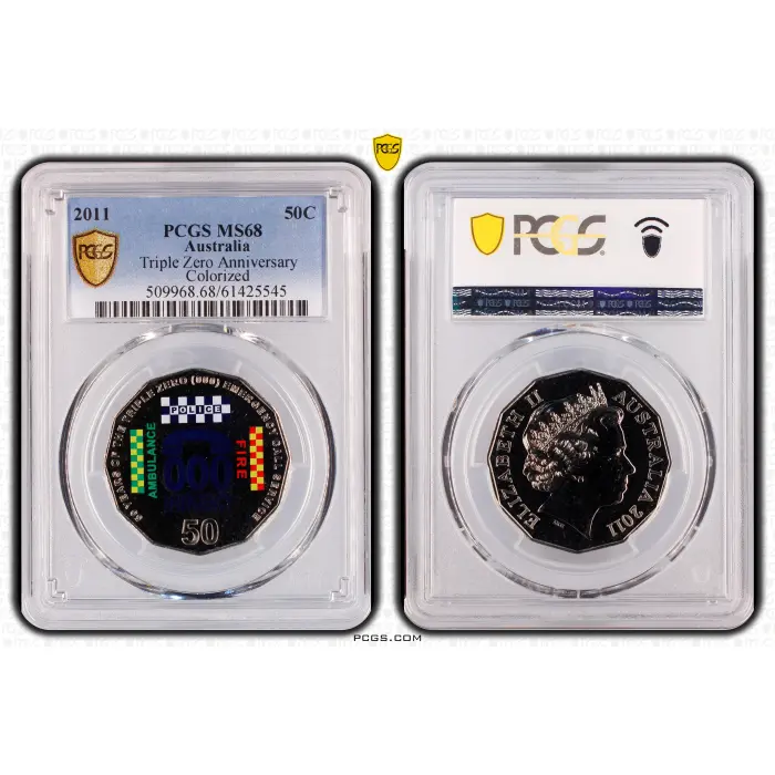 2011 Triple Zero (000) Anniversary Colour 50 Cent – PCGS MS68 Gold Shield 