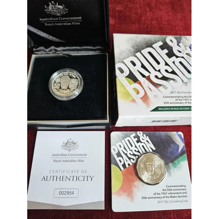 2017 50c Silver Proof Mabo 'Pride and Passion' incl bonus 50c Circulating Coin