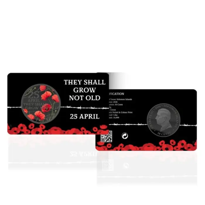 2026 50¢ Gallipoli Remembrance - "They Shall Grow Not Old"  Coin Card (Limited)