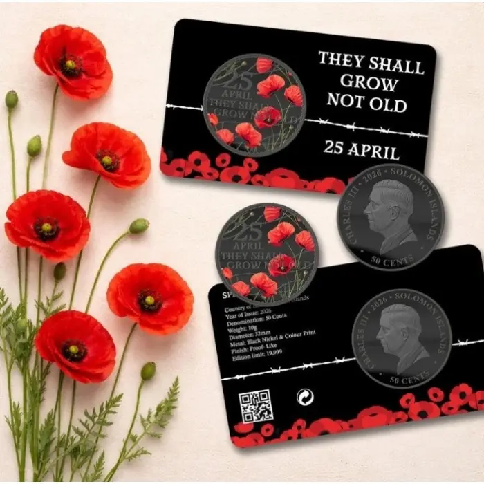 2026 50¢ Gallipoli Remembrance - "They Shall Grow Not Old"  Coin Card (Limited)