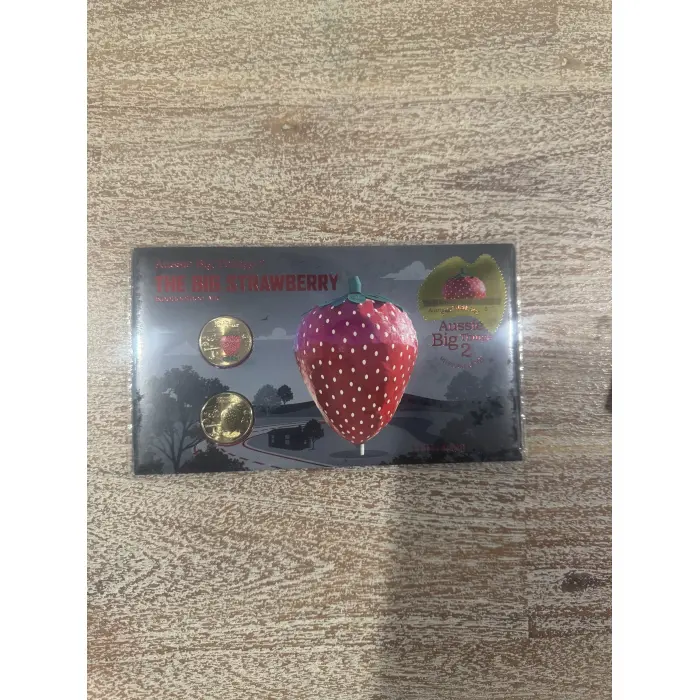 2025 Big Strawberry $1 Coloured PNC Impressions 2 Coin Set +AUSSIE BIG THINGS 2 