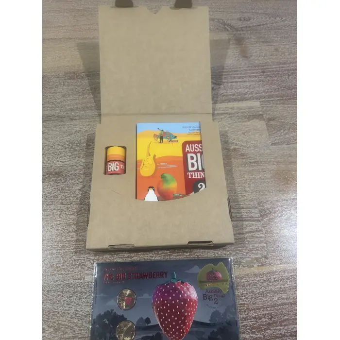 2025 Big Strawberry $1 Coloured PNC Impressions 2 Coin Set +AUSSIE BIG THINGS 2 