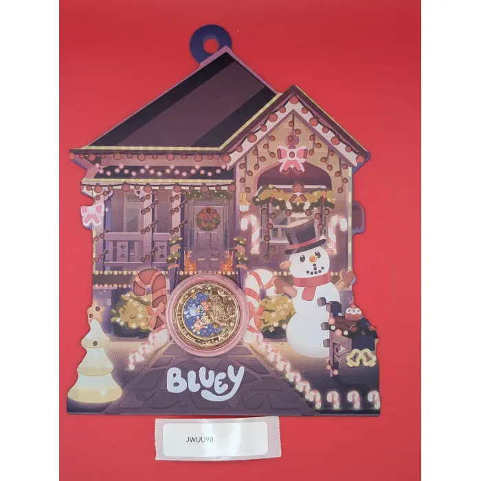 2025 Bluey $1 Christmas Colour Coin Original card. Brand New Uncirculated