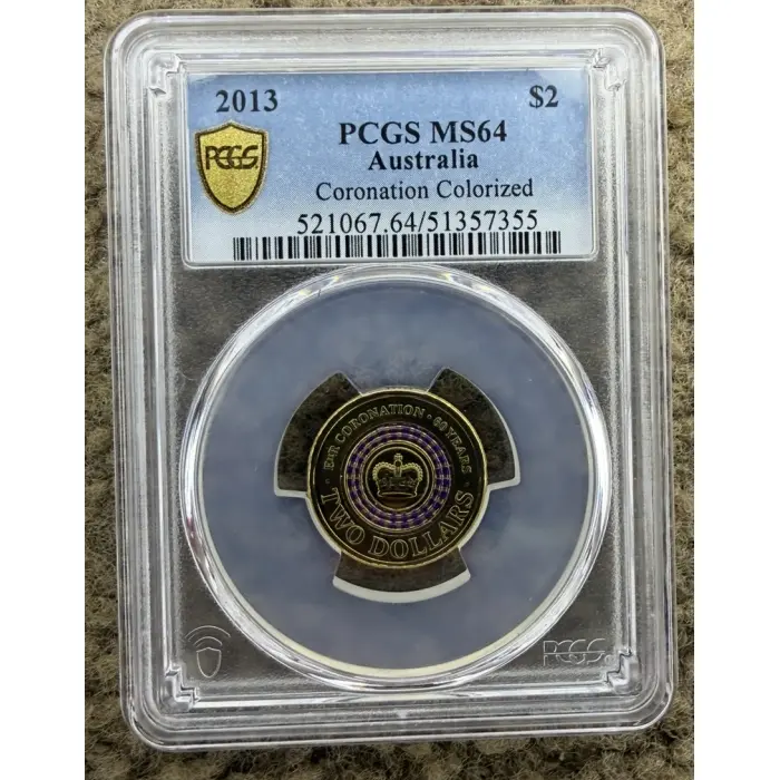 2013 $2 Coronation Coloured Coin PCGS MS64