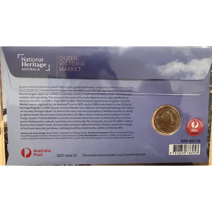 2021 Australia PNC - Queen Victoria Market National Heritage RAM $1 "Q" Coin