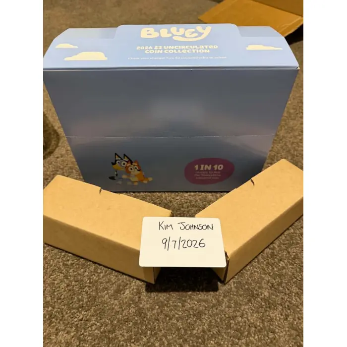 2026 Bluey $2 5-Coin Folder & Tube Set Sealed Full Case (20 Tubes)
