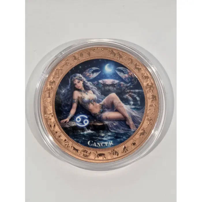 1oz colorised  copper zodiac. - cancer