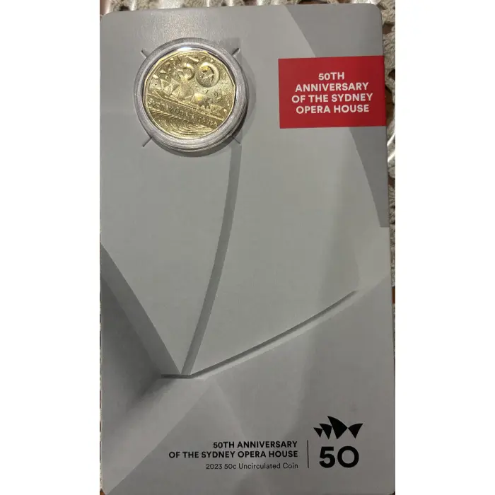 2023 50TH ANNIVERSARY OF THE SYDNEY OPERA HOUSE 50c CARDED COIN RAM