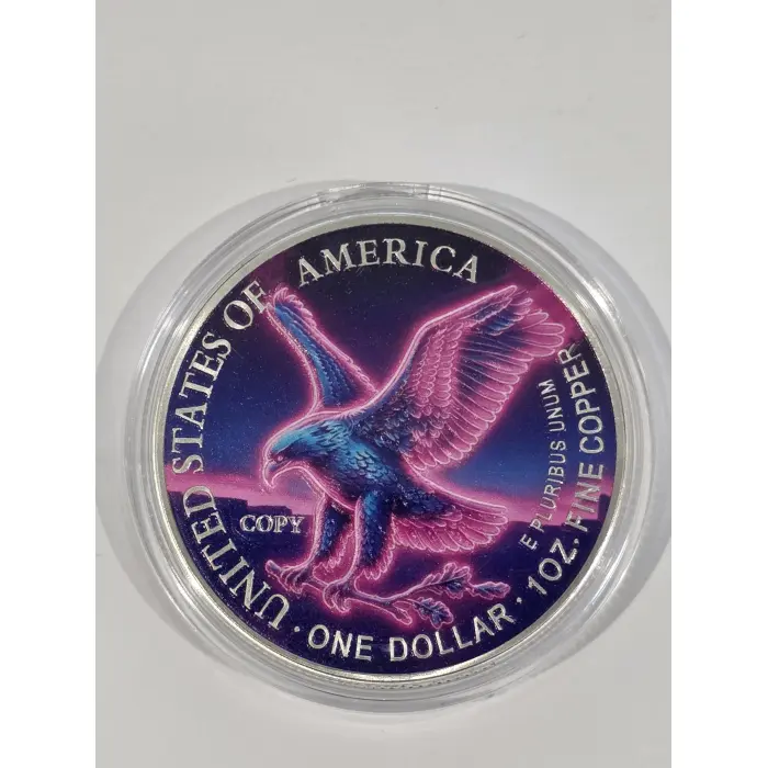 1oz silver plated Coloured Copper "neon liberty"