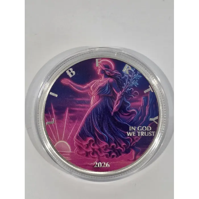 1oz silver plated Coloured Copper "neon liberty"