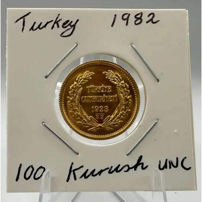 1982 Turkey 100 Kurus Ataturk Gold Coin 22ct 7.216g 6.615g AGW Cumhuriyet
