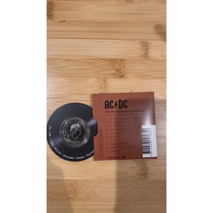 2021 20c AC/DC - For Those About to Rock (We Salute You) Carded Coin