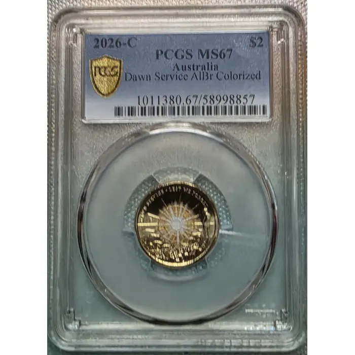 PCGS MS 67 - 2026-C $2 Dawn Service AlBr Colorized