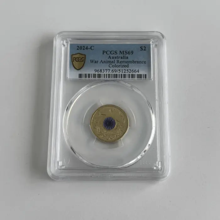 2024 $2 WAR ANIMALS REMEMBRANCE PURPLE POPPY C MINTMARK PCGS MS69