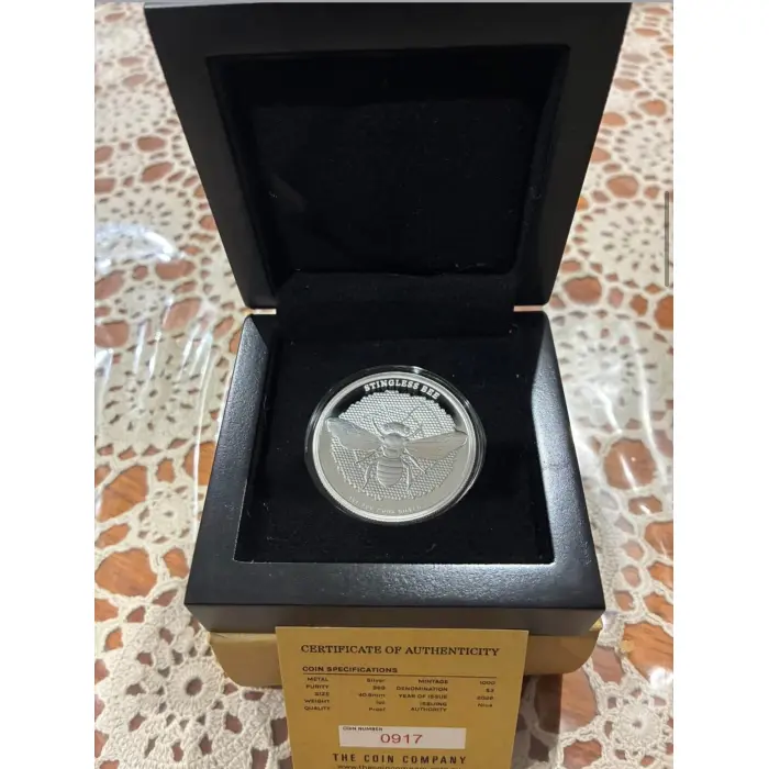 COMPLETE SET OF 5 AUSTRALIAN NATIVE BEE 1 oz SILVER PROOF HOLOGRAM COINS