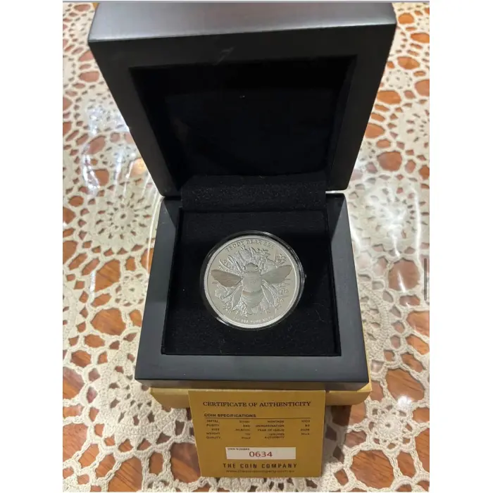 COMPLETE SET OF 5 AUSTRALIAN NATIVE BEE 1 oz SILVER PROOF HOLOGRAM COINS