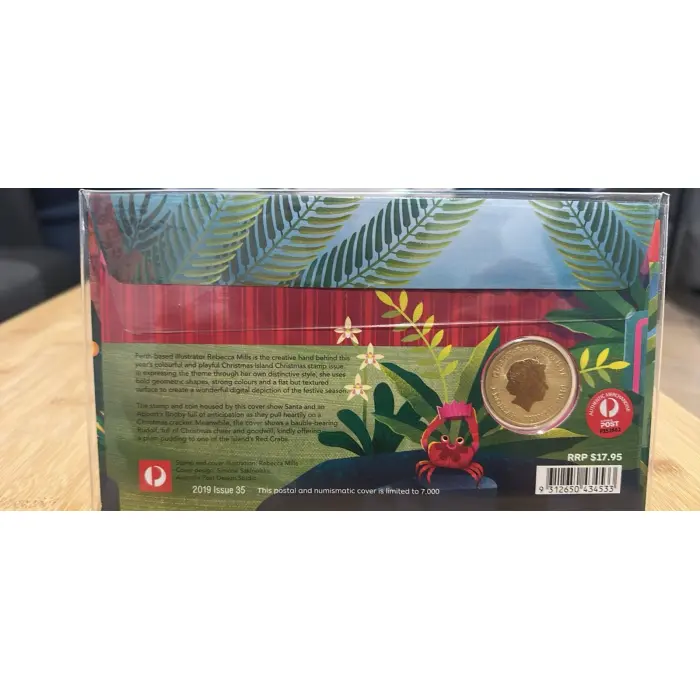 Australia 2019 Merry Christmas Stamp & $1 Coloured UNC Coin Cover - PNC
