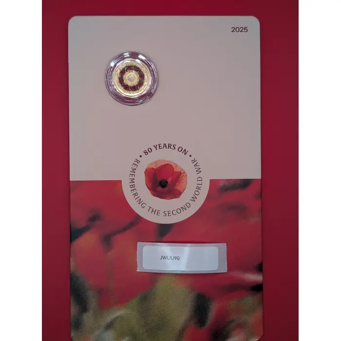 2025 Remembrance 80th Anniversary of WWII $2 Red Poppy Wreath C Mintmark Carded.